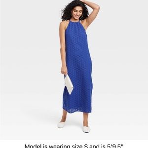 Crochet blue sleeveless maxi dress